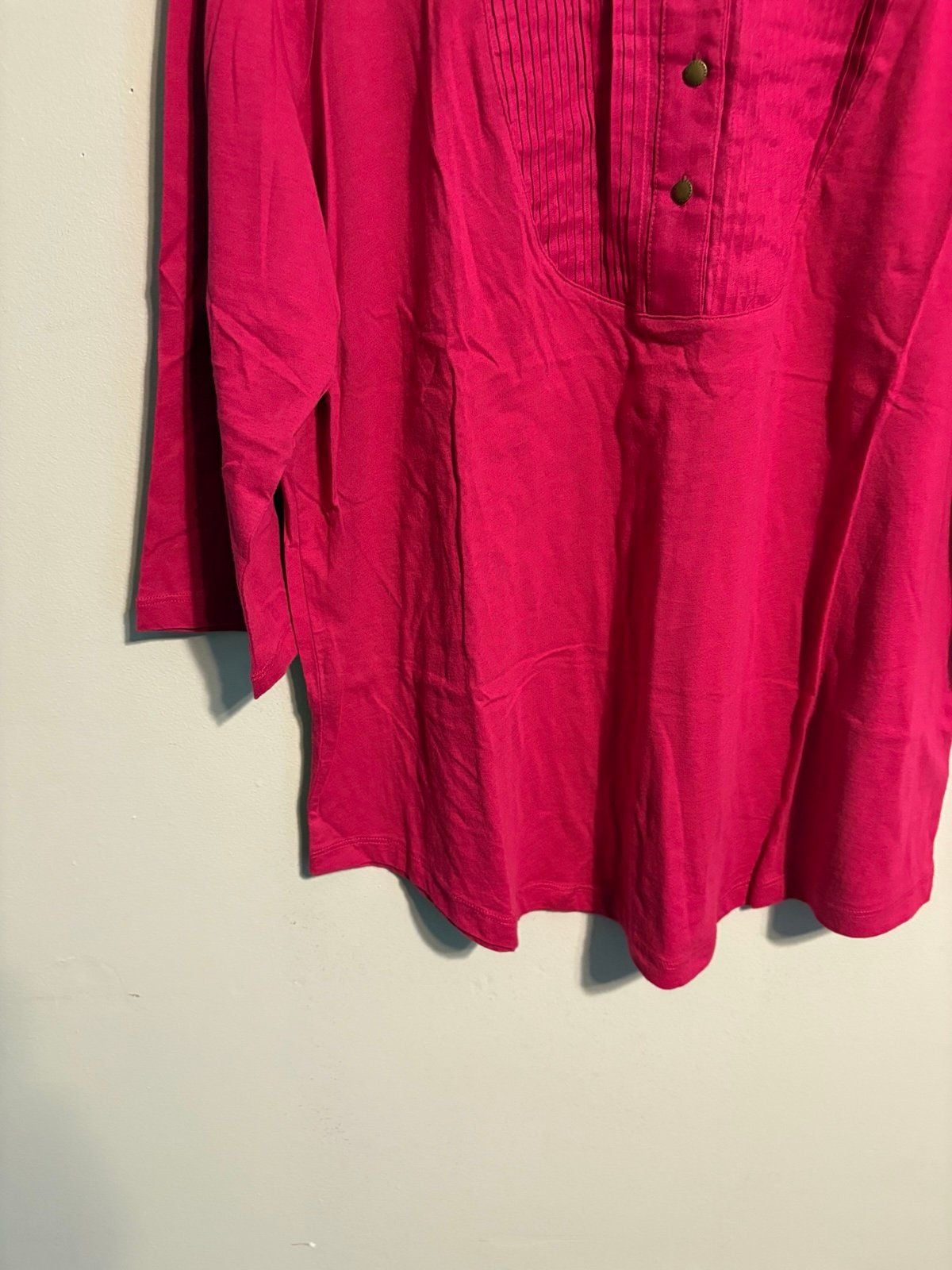 Lauren Ralph Lauren Women’s Pink Pleated Front Tunic Top 1X Button Blouse 5