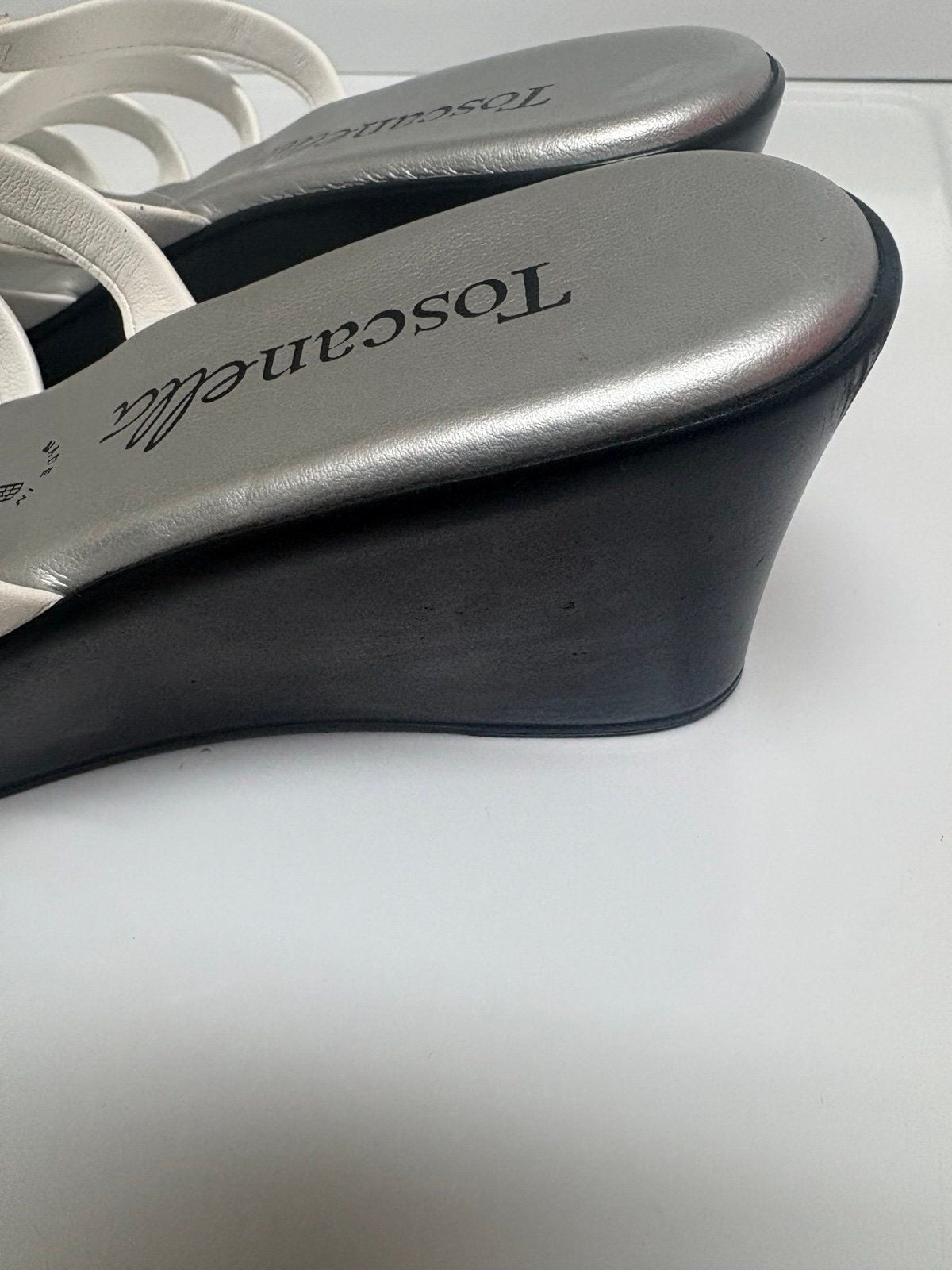 Toscanella Women’s White Strappy Wedge Sandals – Size 8 – Made in Italy 10