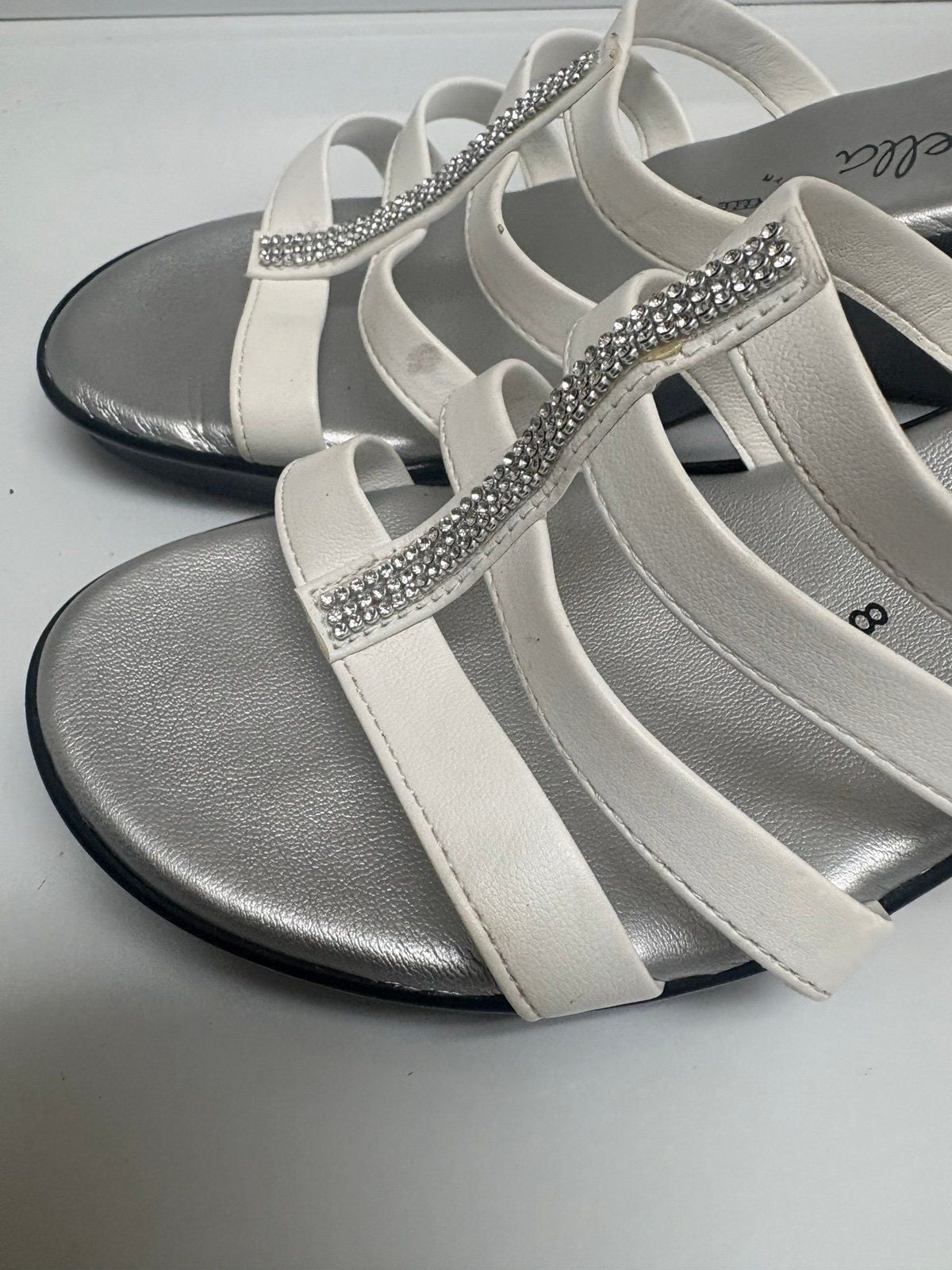 Toscanella Women’s White Strappy Wedge Sandals – Size 8 – Made in Italy 8