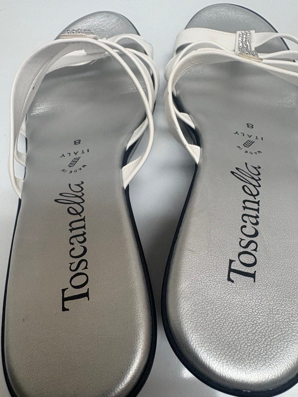Toscanella Women’s White Strappy Wedge Sandals – Size 8 – Made in Italy 6