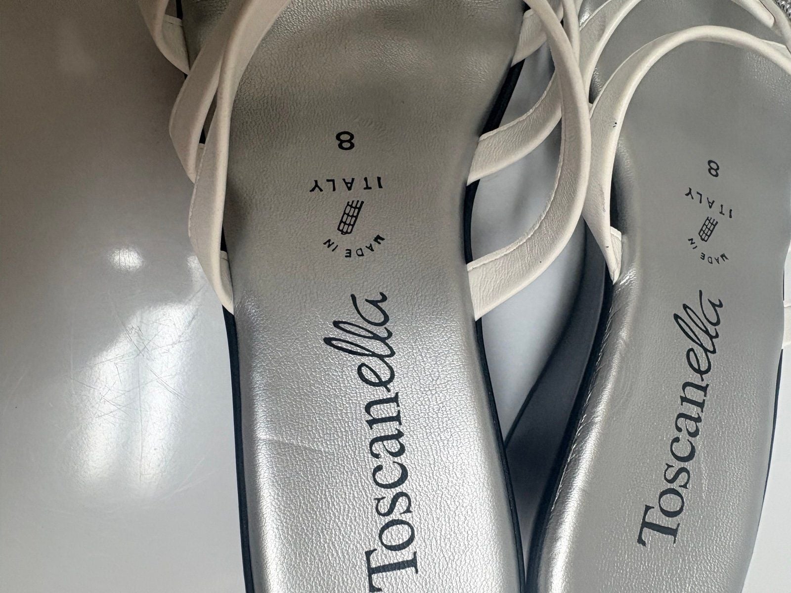 Toscanella Women’s White Strappy Wedge Sandals – Size 8 – Made in Italy 11