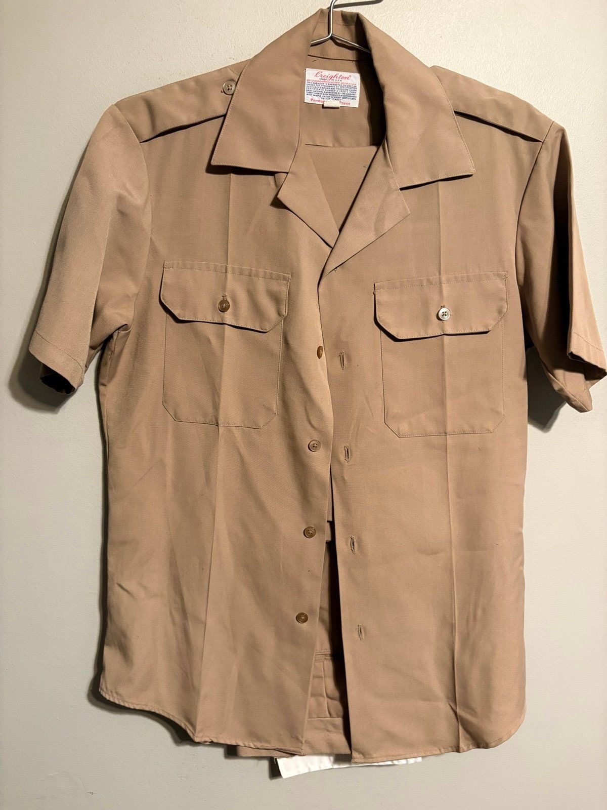 Creighton Military-Style Uniform Shirt & Pants – Khaki – Size Small (14–14½) 1