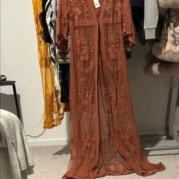 Blue Rain Terracotta Lace Swim Coverup 3