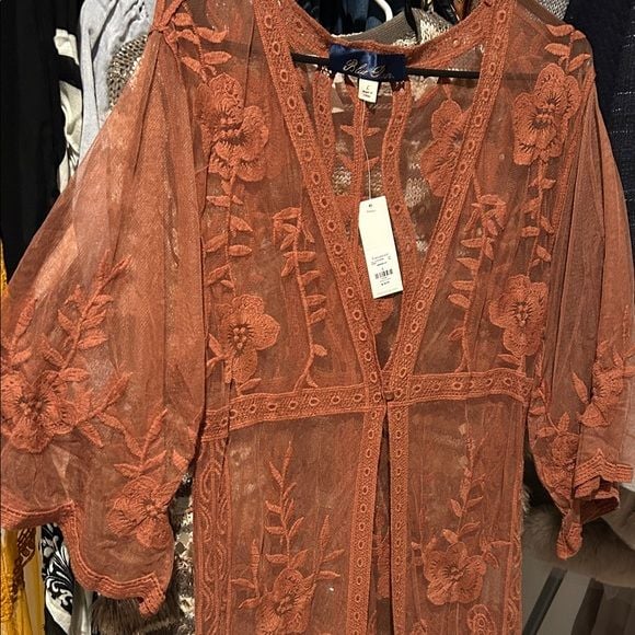 Blue Rain Terracotta Lace Swim Coverup 4