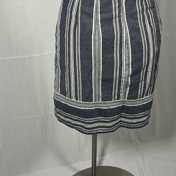 Loft Lined Skirt Women's 4 Navy White Cotton Striped Straight Mini 11