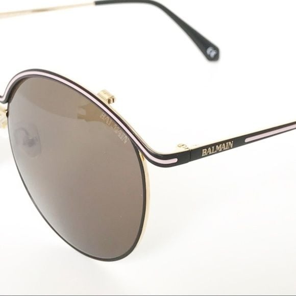 Balmain Round, Half-Rimmed Metal Sunglasses, NWT 7