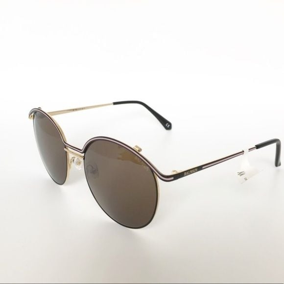 Balmain Round, Half-Rimmed Metal Sunglasses, NWT 6