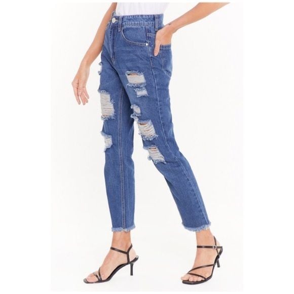 Nasty Gal Distressed Mom Jeans Size 8, NWT 4