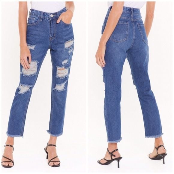 Nasty Gal Distressed Mom Jeans Size 8, NWT 3