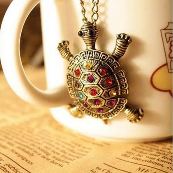 Retro Bronze Cute Turtle Long Sweater Necklace NEW