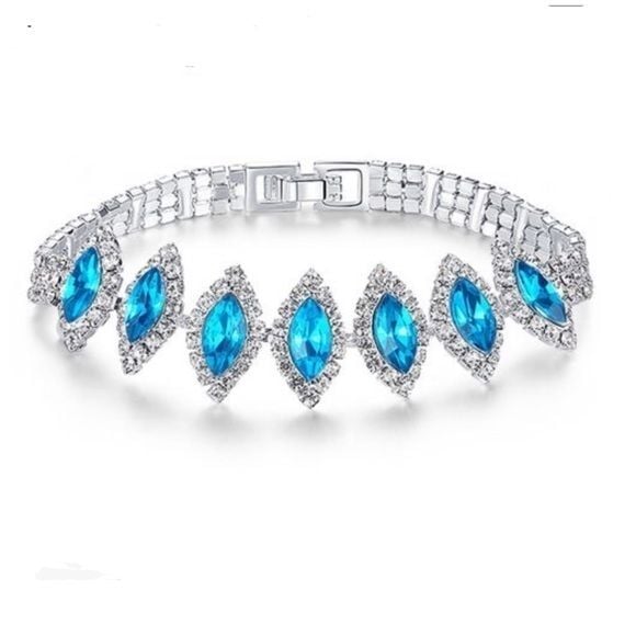 Light Blue Silver Turquoise Oval CZ Bracelet- NEW 1