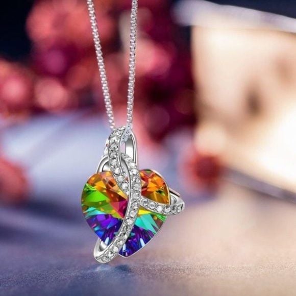 Swarovski Aurora Borealis Necklace 18K White Gold 3