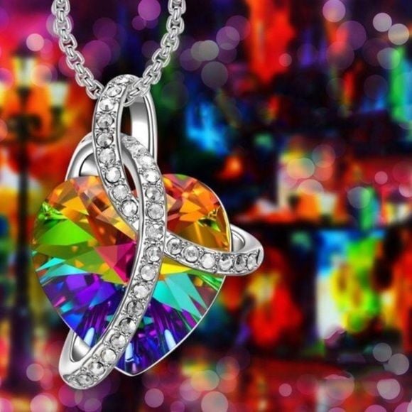 Swarovski Aurora Borealis Necklace 18K White Gold 4