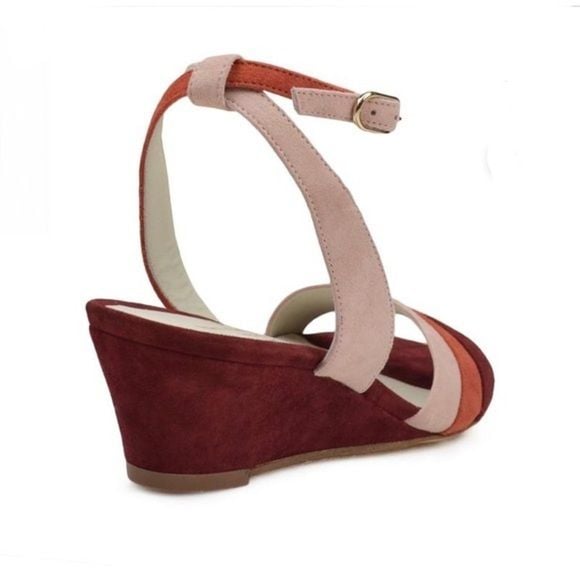 Bruno Magli CECI SUEDE WEDGE SANDAL-RUST COMBO NIB 7