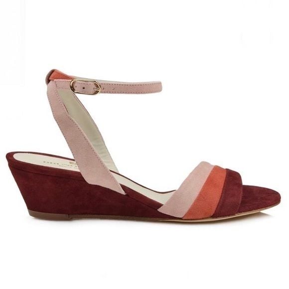 Bruno Magli CECI SUEDE WEDGE SANDAL-RUST COMBO NIB 2