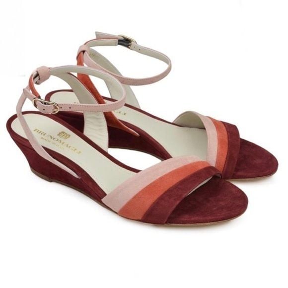 Bruno Magli CECI SUEDE WEDGE SANDAL-RUST COMBO NIB 4
