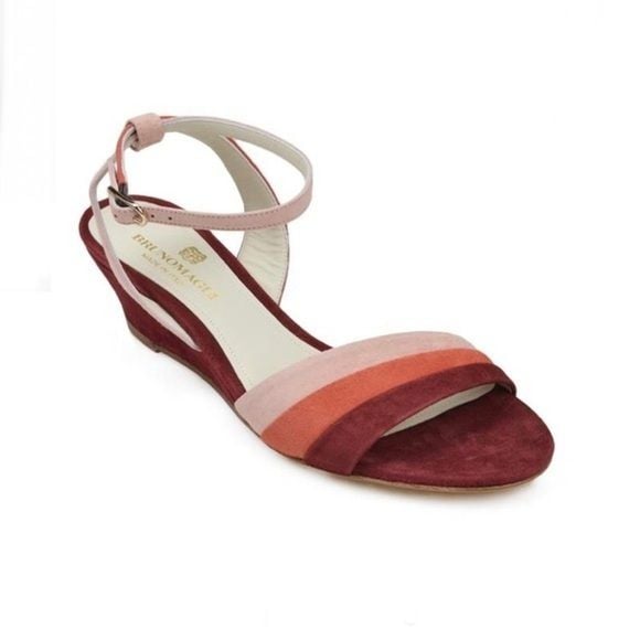 Bruno Magli CECI SUEDE WEDGE SANDAL-RUST COMBO NIB 3