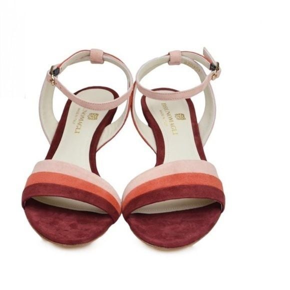Bruno Magli CECI SUEDE WEDGE SANDAL-RUST COMBO NIB 6
