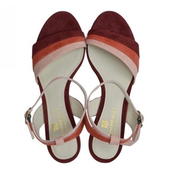Bruno Magli CECI SUEDE WEDGE SANDAL-RUST COMBO NIB 5