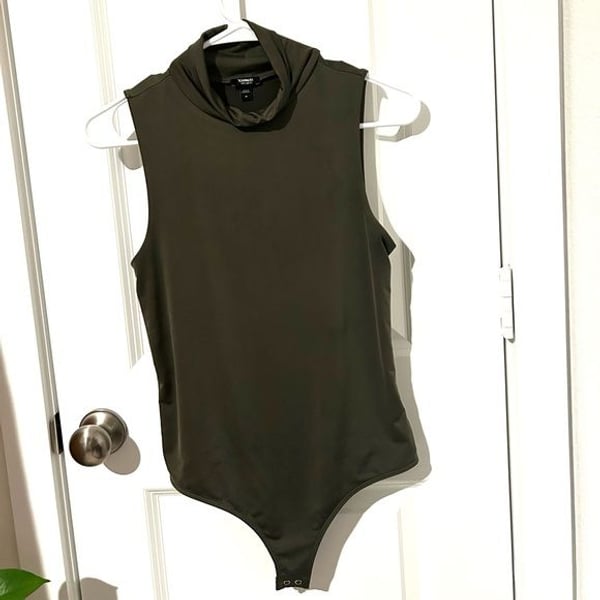 Express Olive High-Neck Bodysuit