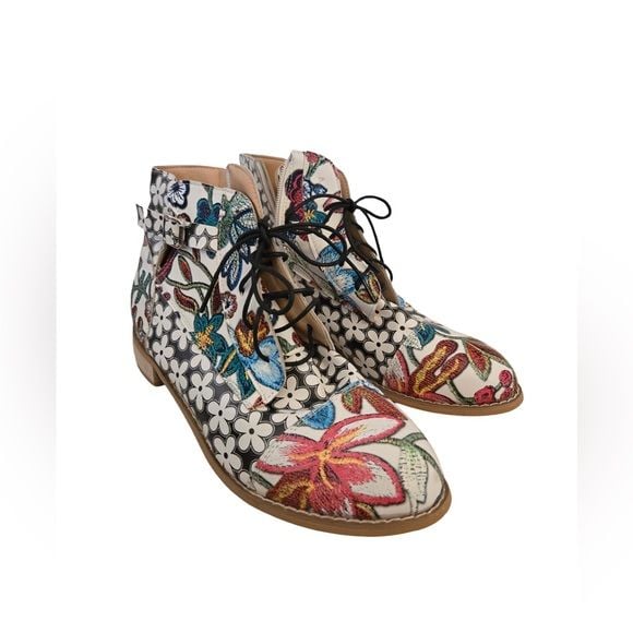 Kansas Dalia Potent Floral Lace-Up Ankle Boots EU 42 / US 11 4