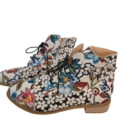 Kansas Dalia Potent Floral Lace-Up Ankle Boots EU 42 / US 11 3