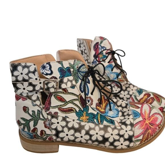 Kansas Dalia Potent Floral Lace-Up Ankle Boots EU 42 / US 11 5
