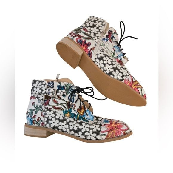 Kansas Dalia Potent Floral Lace-Up Ankle Boots EU 42 / US 11 8