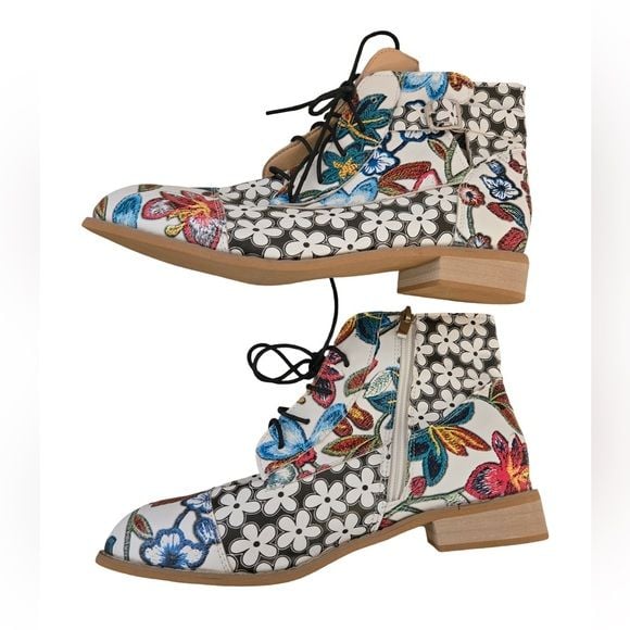 Kansas Dalia Potent Floral Lace-Up Ankle Boots EU 42 / US 11 9