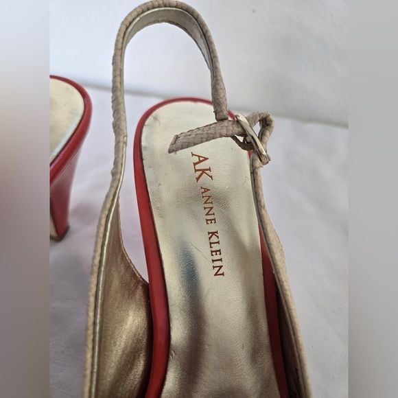 Anne Klein Slingback Pumps | Orange & Cream Bow Heels | Size 8M 6