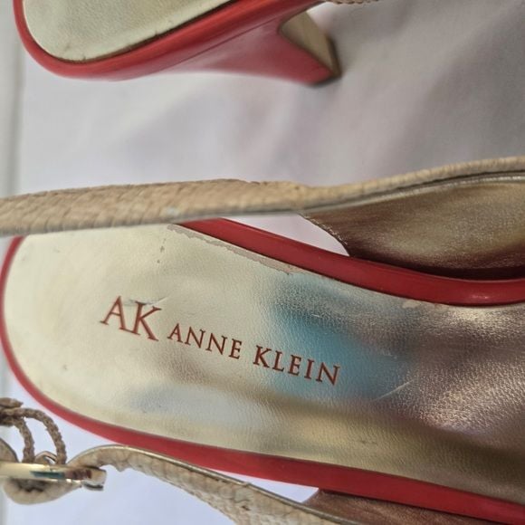 Anne Klein Slingback Pumps | Orange & Cream Bow Heels | Size 8M 7