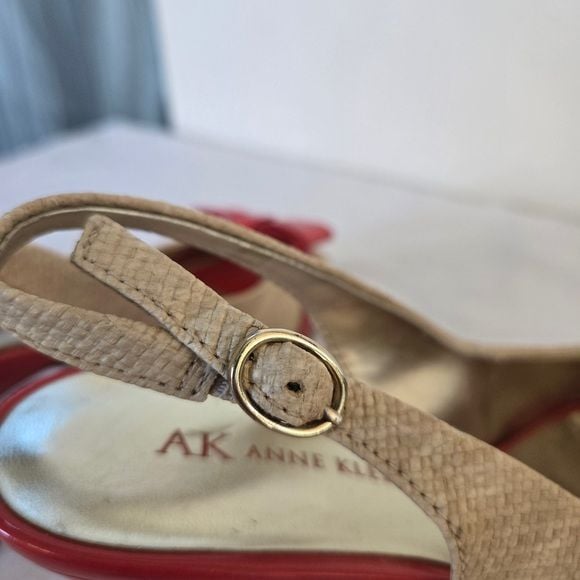 Anne Klein Slingback Pumps | Orange & Cream Bow Heels | Size 8M 10