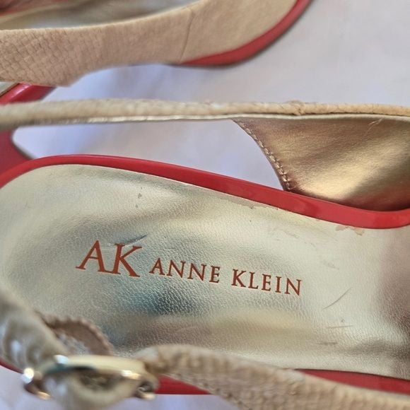 Anne Klein Slingback Pumps | Orange & Cream Bow Heels | Size 8M 9