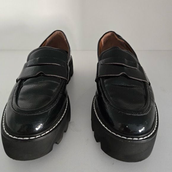Franco Sarto Baylin Black Patent Lug Sole Penny Loafers Size 6 NWOT 3