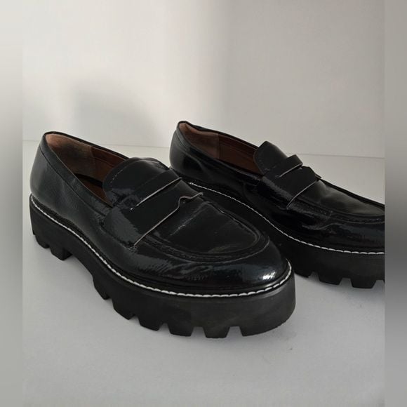 Franco Sarto Baylin Black Patent Lug Sole Penny Loafers Size 6 NWOT 4