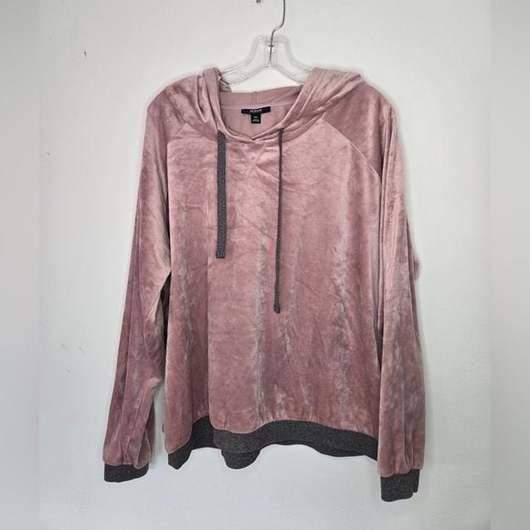 Alfani Velour Hoodie XXL Blush Pink | Soft Luxe Lounge Pullover Hooded Top 2