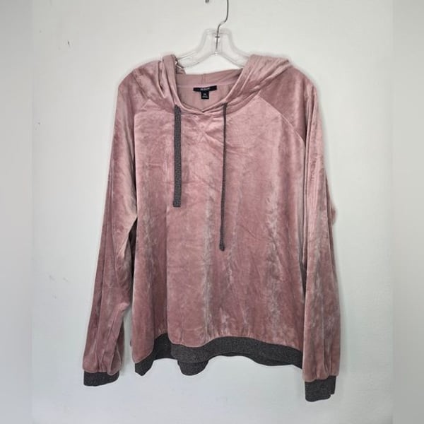 Alfani Velour Hoodie XXL Blush Pink | Soft Luxe Lounge Pullover Hooded Top
