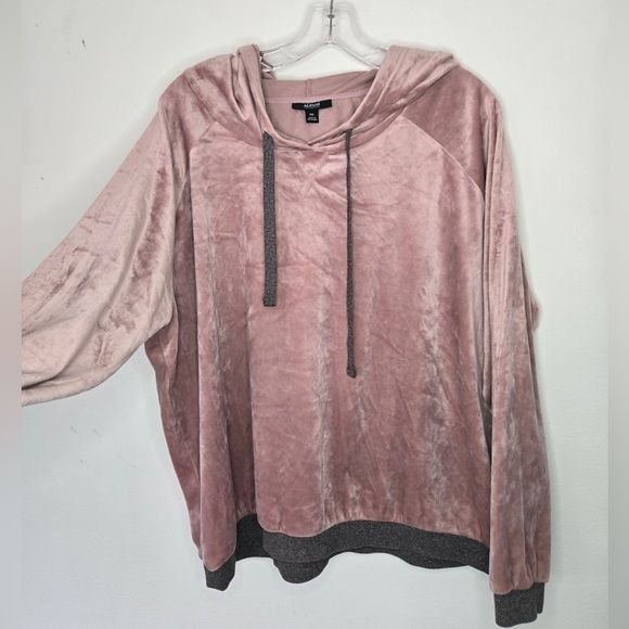 Alfani Velour Hoodie XXL Blush Pink | Soft Luxe Lounge Pullover Hooded Top 3