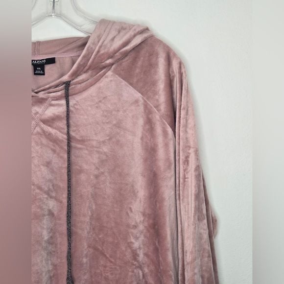 Alfani Velour Hoodie XXL Blush Pink | Soft Luxe Lounge Pullover Hooded Top 6
