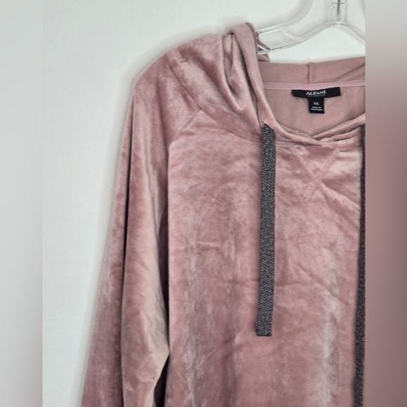 Alfani Velour Hoodie XXL Blush Pink | Soft Luxe Lounge Pullover Hooded Top 5