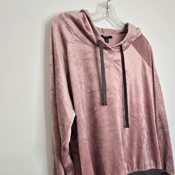 Alfani Velour Hoodie XXL Blush Pink | Soft Luxe Lounge Pullover Hooded Top 9