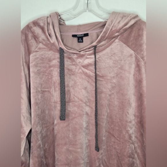 Alfani Velour Hoodie XXL Blush Pink | Soft Luxe Lounge Pullover Hooded Top 4