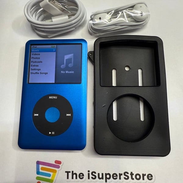 Custom Apple iPod Classic 7th Gen 160GB Blue w/ Black Backplate SSD Upgrade