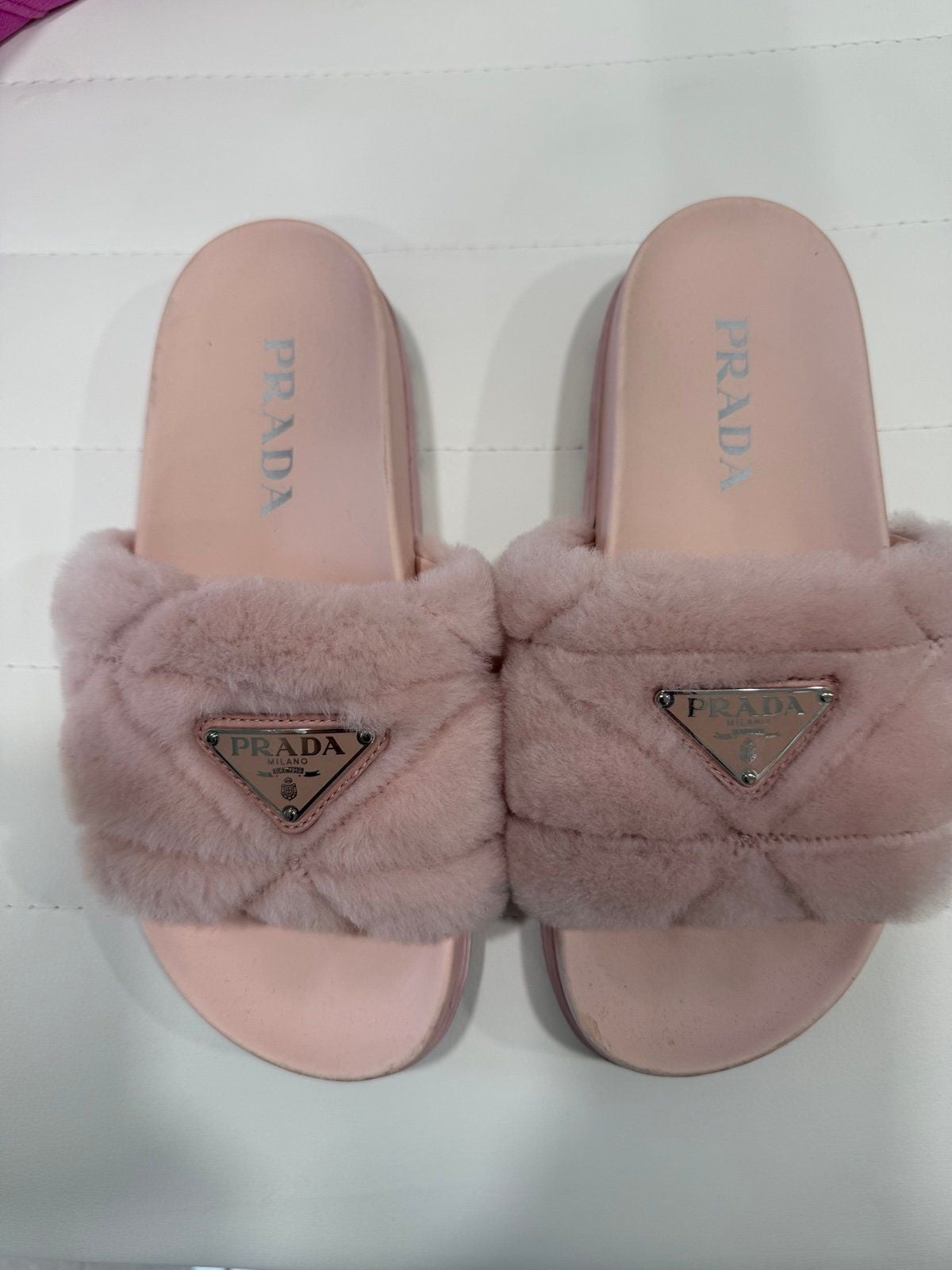 Authentic Prada Pink Furry Slides 2