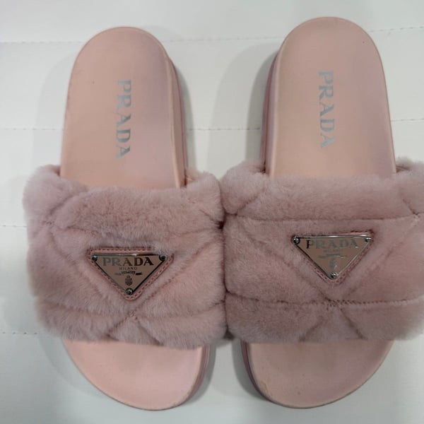 Authentic Prada Pink Furry Slides