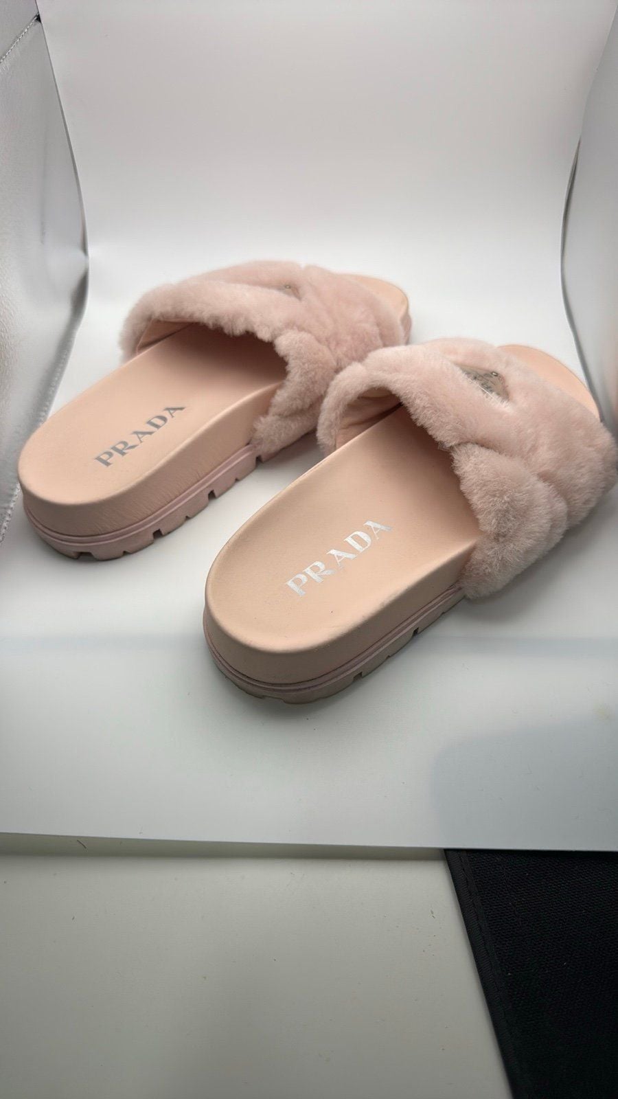 Authentic Prada Pink Furry Slides 12
