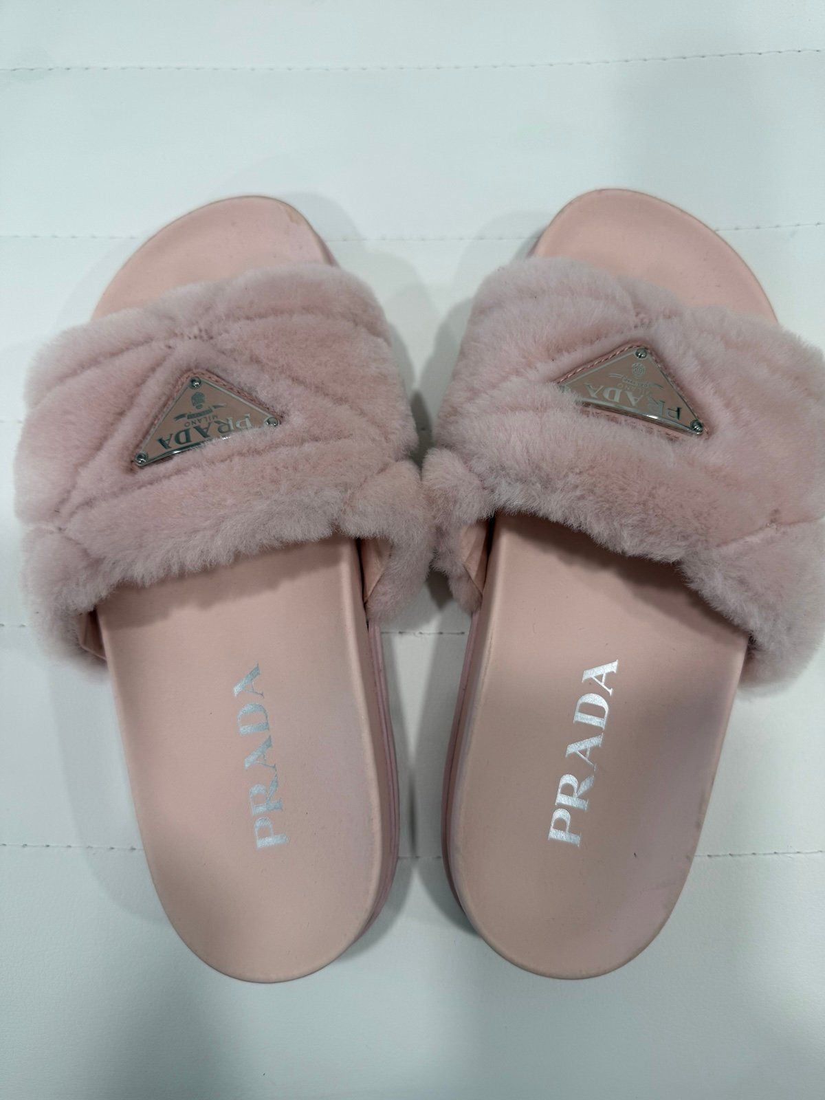 Authentic Prada Pink Furry Slides 3