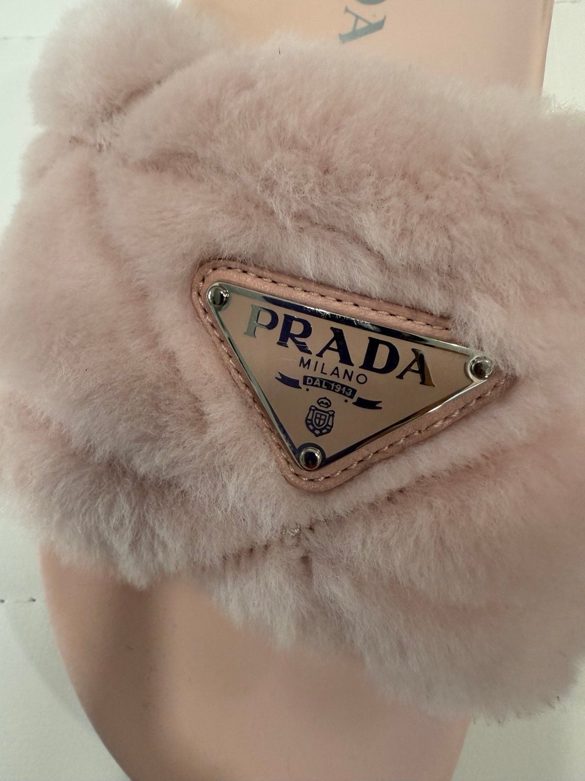 Authentic Prada Pink Furry Slides 7