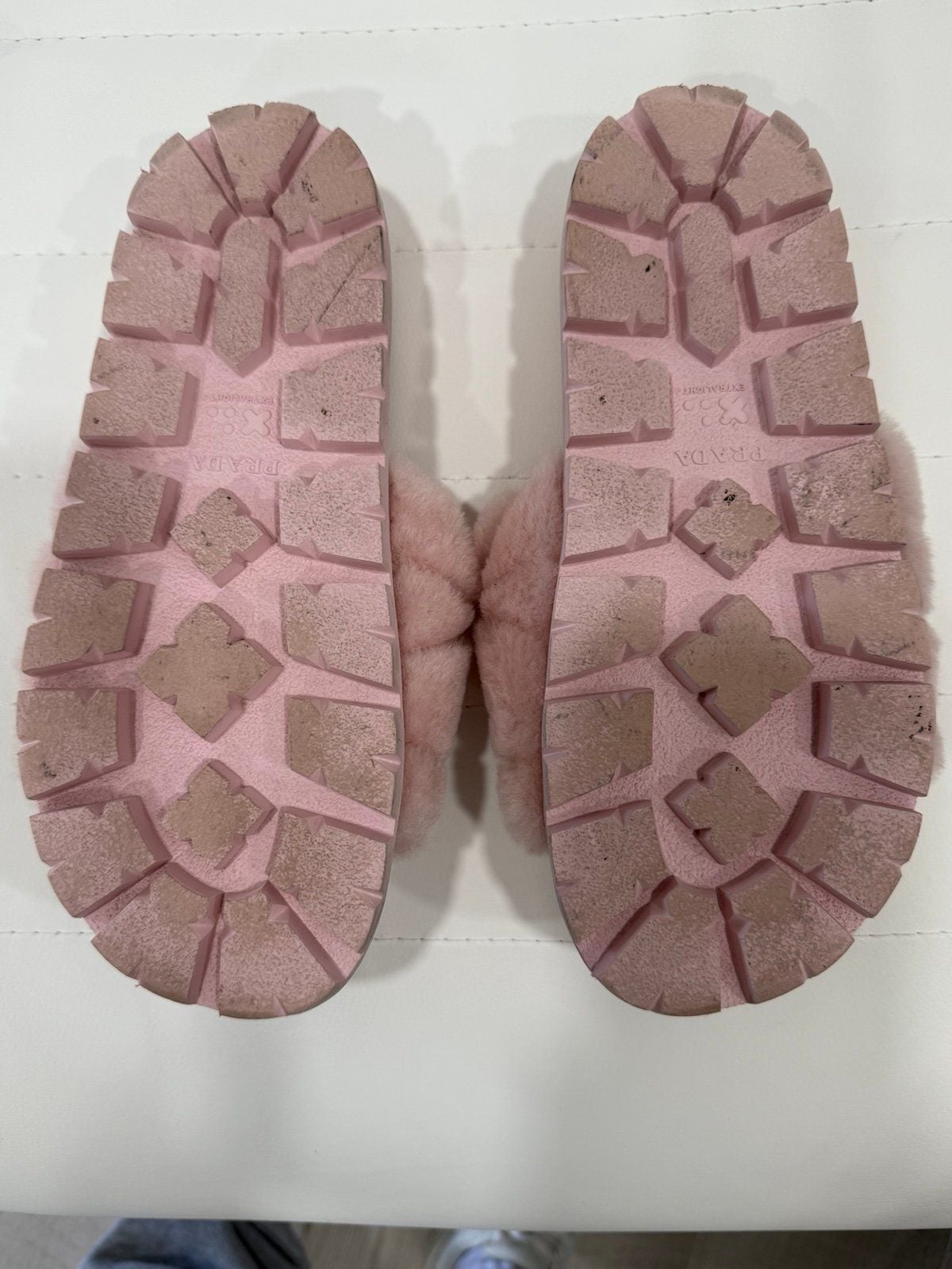 Authentic Prada Pink Furry Slides 8