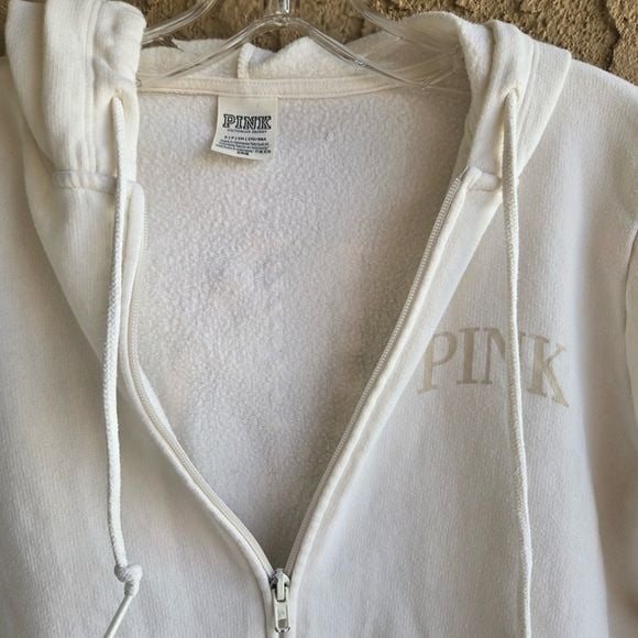 Victoria’s Secret PINK White Zip Hoodie | Love Pink Logo | Size Small 3
